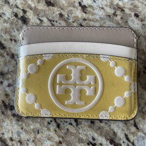 TORY BURCH T MONOGRAM CONTRAST EMBOSSED CARD CASE